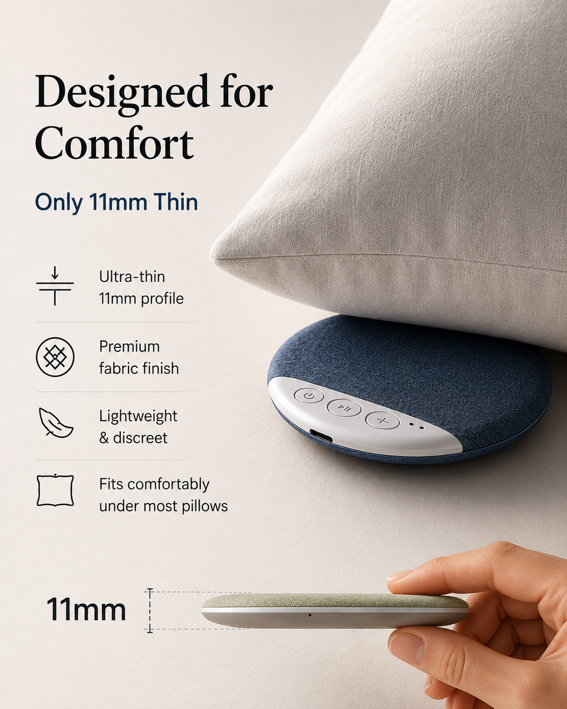 Serenova Drift - Ultra-Thin Under-Pillow Bluetooth Speaker
